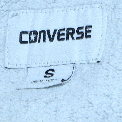 Converse Men's Grey Full Zip Hoodie S Regular Fit Casual Fleece - Image 5