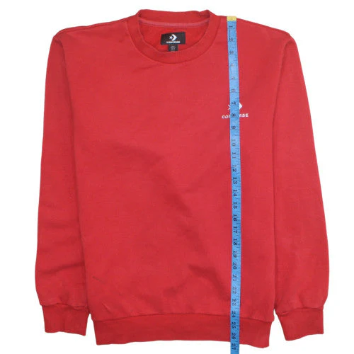 Converse Mens Red Crew Neck Sweatshirt Size M Cotton Blend Pullover - Image 2