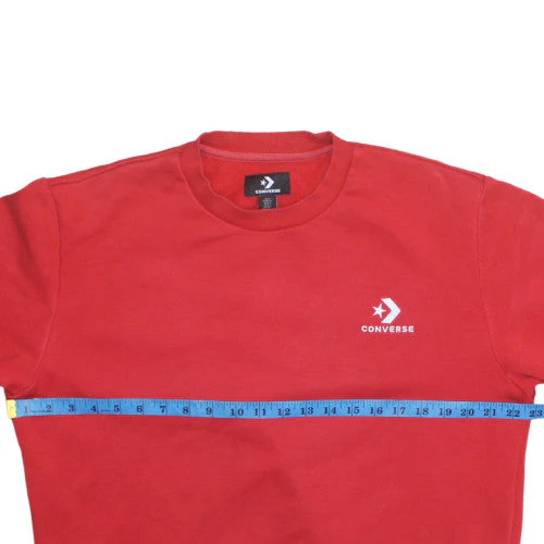 Converse Mens Red Crew Neck Sweatshirt Size M Cotton Blend Pullover - Image 3