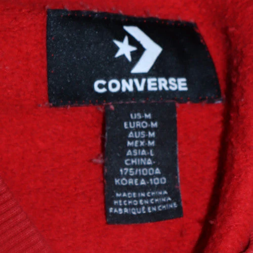 Converse Mens Red Crew Neck Sweatshirt Size M Cotton Blend Pullover - Image 5