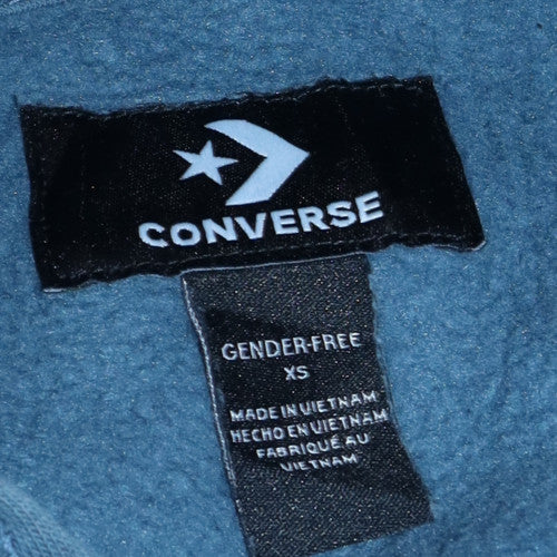 Converse Unisex Blue Pullover Hoodie XS Cotton Blend Fleece - Image 6