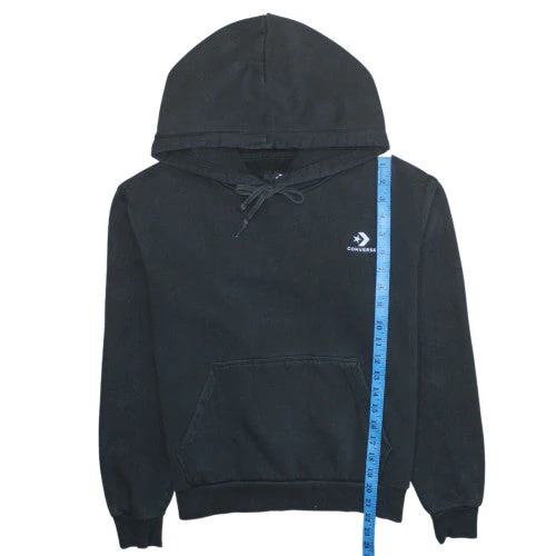 Converse Women Black Small Pullover Hoodie 80% Cotton Fleece - Image 2