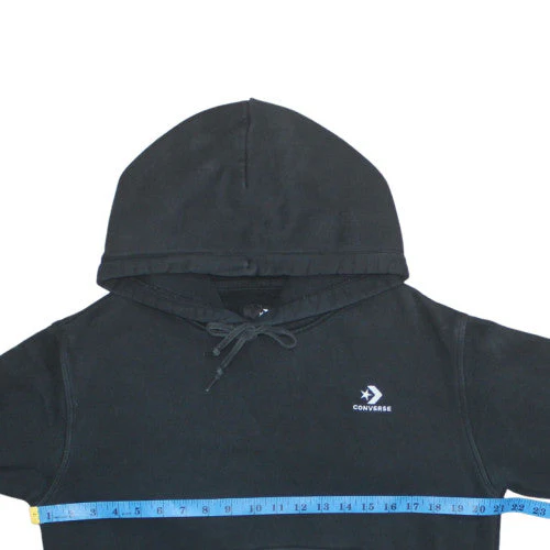 Converse Women Black Small Pullover Hoodie 80% Cotton Fleece - Image 3