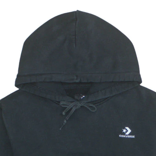 Converse Women Black Small Pullover Hoodie 80% Cotton Fleece - Image 8