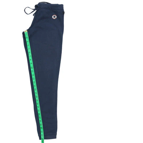 Converse Women's Blue Fleece Joggers Size M Drawstring Tapered Fit - Image 2