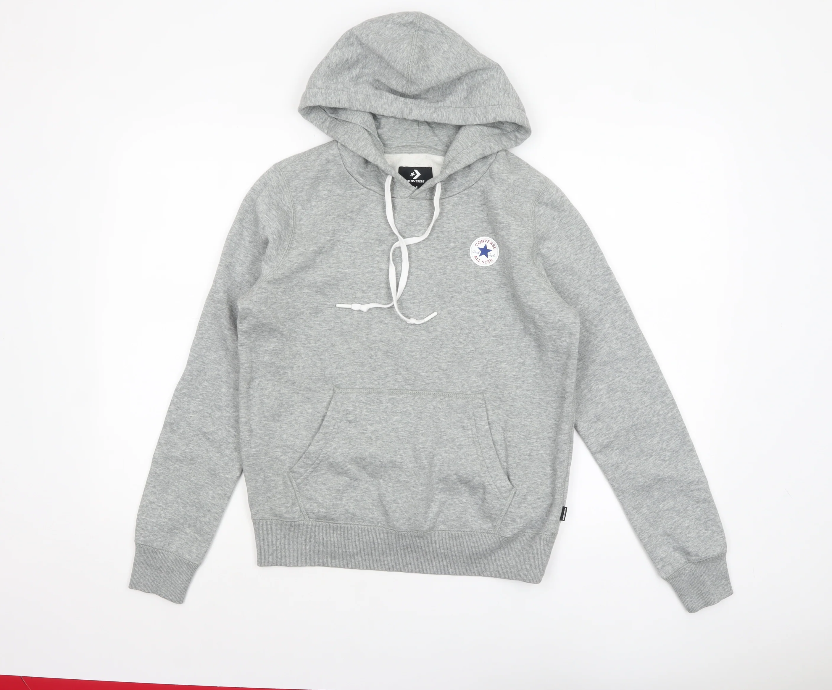 Converse Womens Grey Hoodie Medium Pullover Cotton Blend Casual