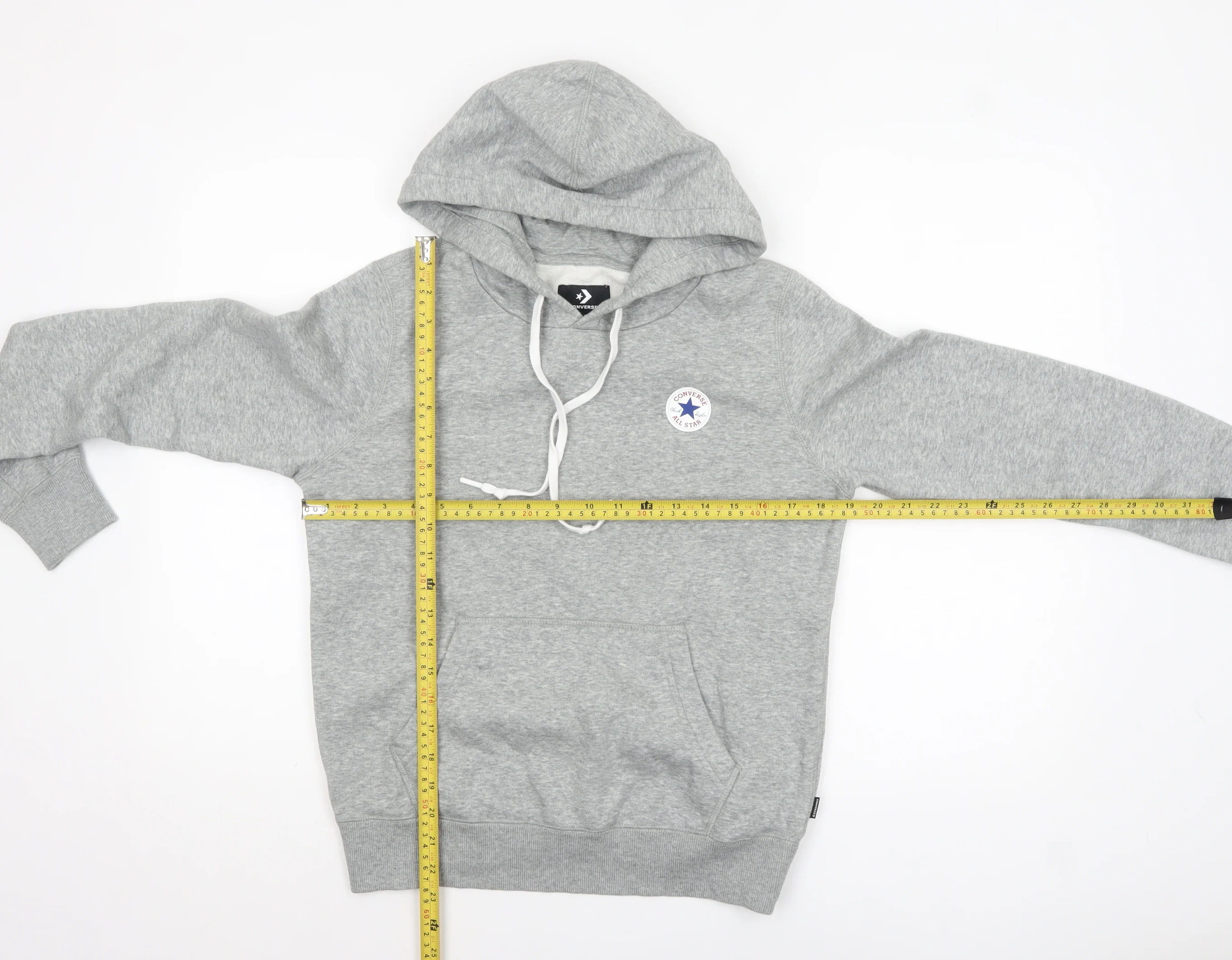 Converse Womens Grey Hoodie Medium Pullover Cotton Blend Casual - Image 2
