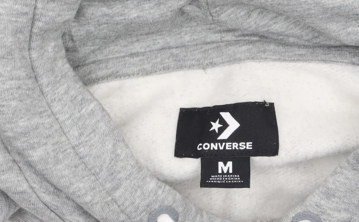 Converse Womens Grey Hoodie Medium Pullover Cotton Blend Casual - Image 5