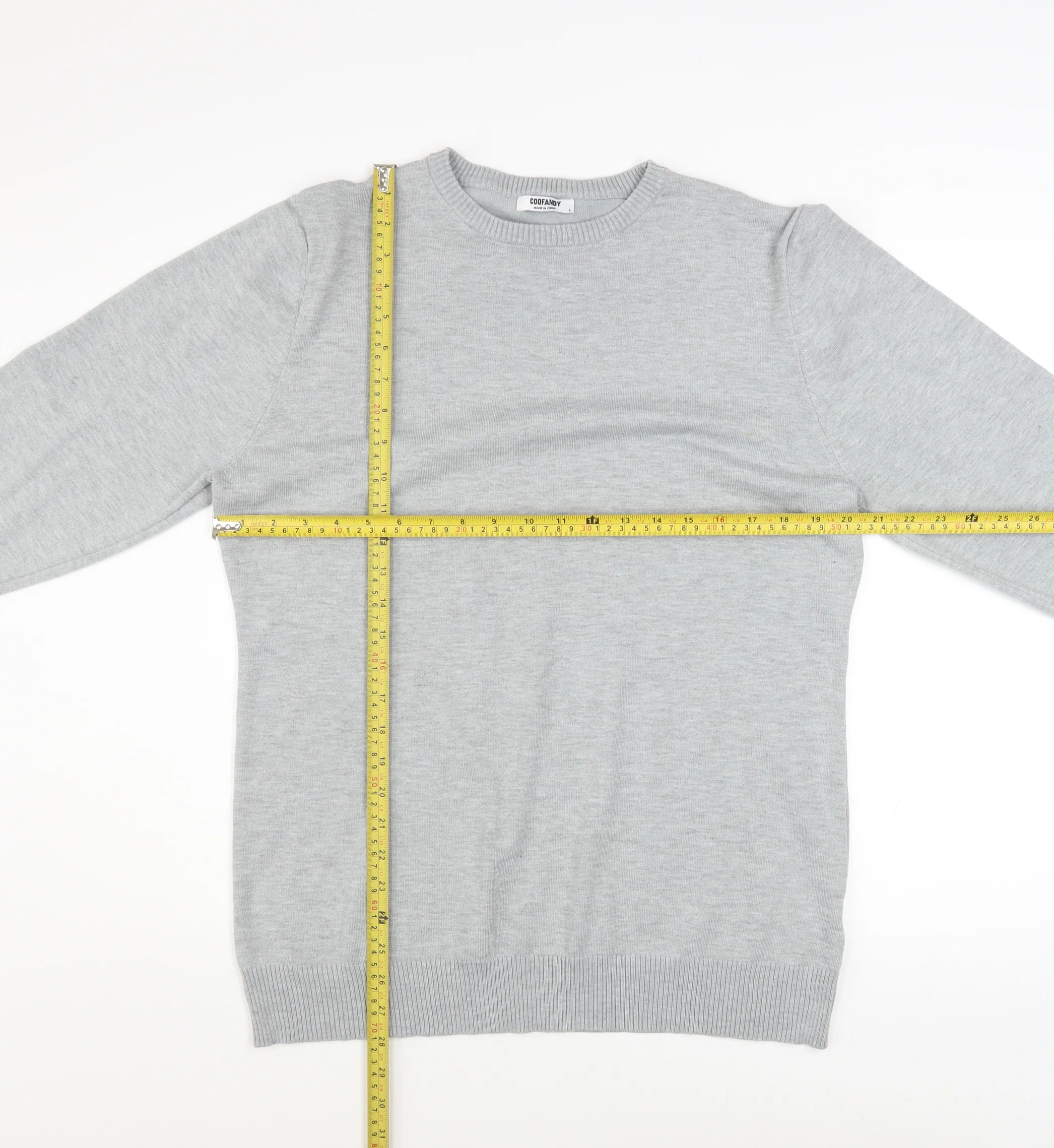 COOFANDY Men's Grey L Crew Neck Pullover Knit Jumper - Image 2