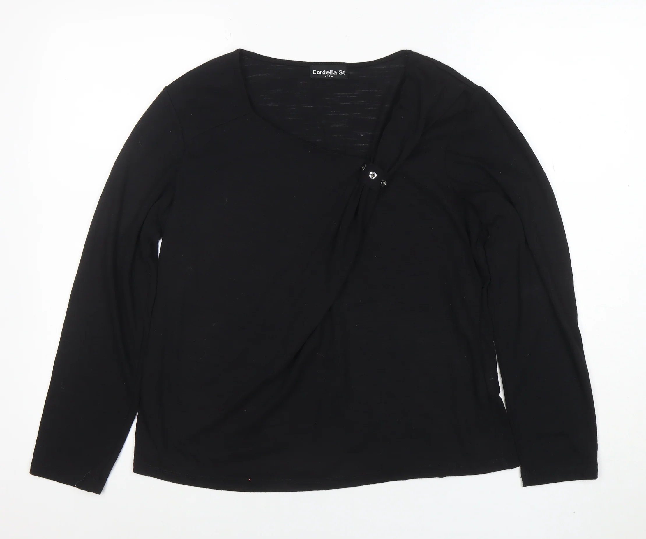 Cordelia St Women's Black Wrap Long Sleeve Blouse Size 14
