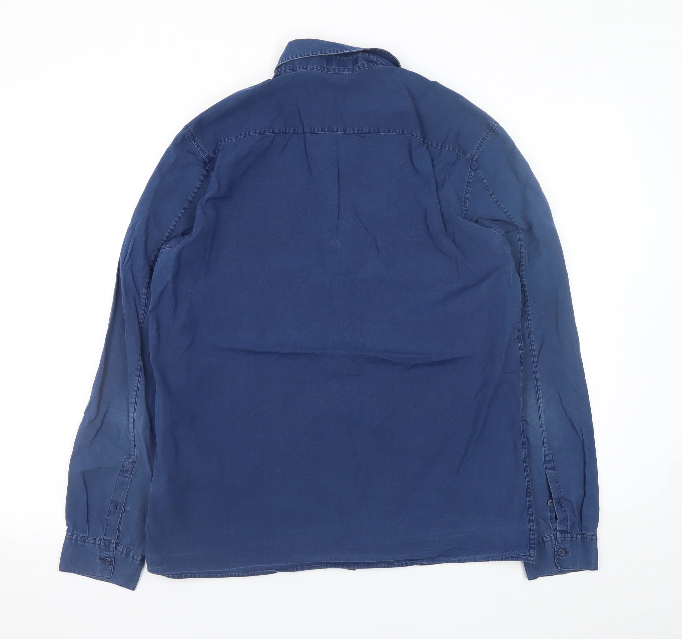 COS Men's Blue Lyocell Long Sleeve Regular Fit Button-Up Shirt Size M - Image 3