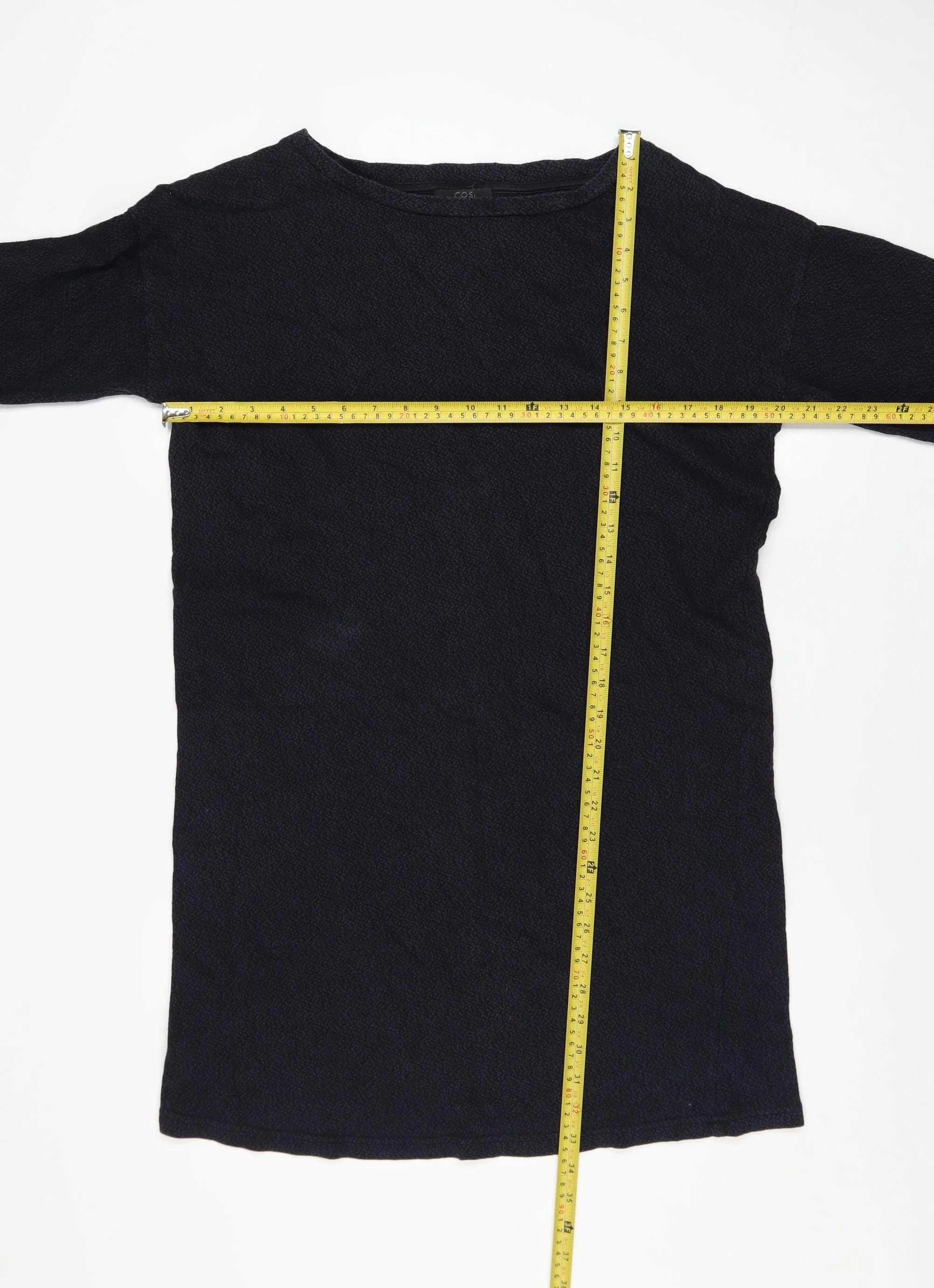 COS Women Black Cotton Shift Dress Size S 3/4 Sleeve Knee Length - Image 2
