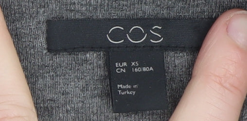 COS Women Grey Jersey Shift Dress XS Long Sleeve High Neck - Image 4