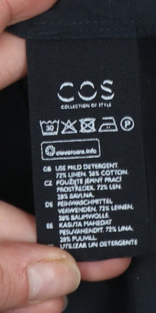 COS Women's Black Linen Cotton Long Sleeve Button-Up Shirt Size 4 - Image 4