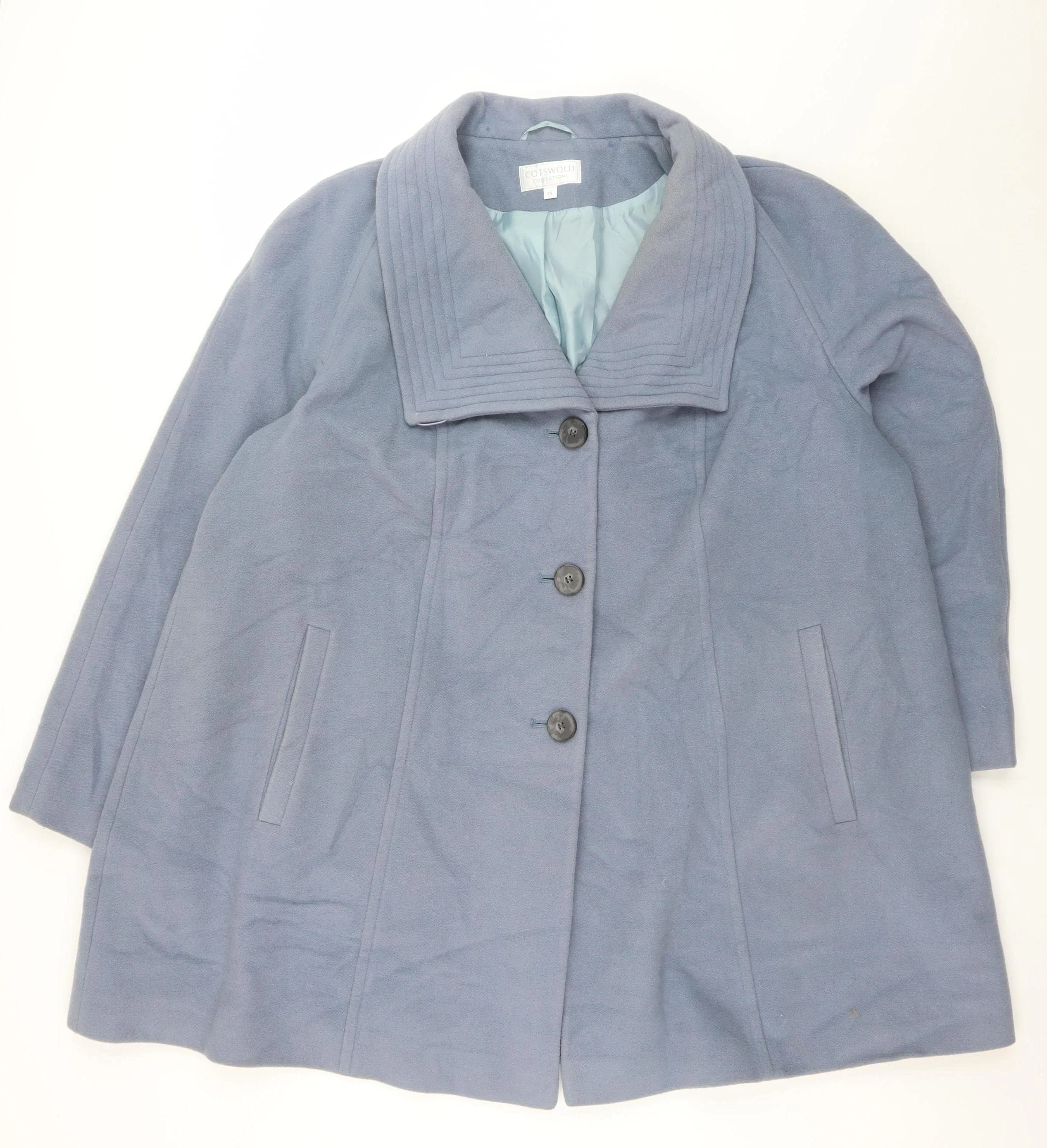 Cotswold Collections Women's Blue Wool Blend Overcoat Size 24
