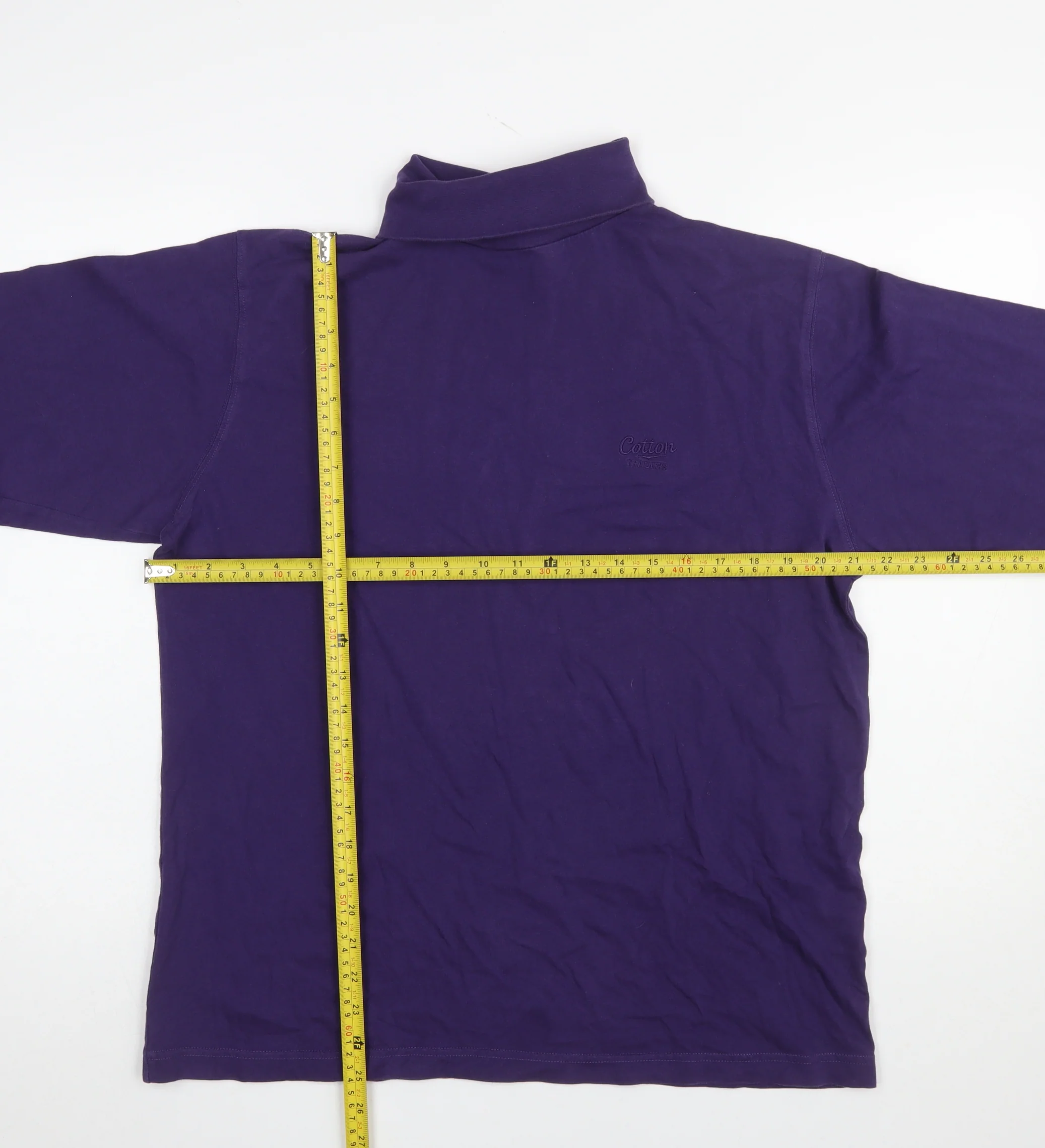 Cotton Traders Men’s Purple Roll Neck Long Sleeve T-Shirt M Regular Fit - Image 2