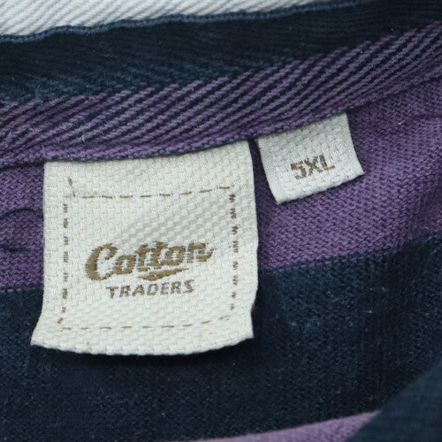Cotton Traders Men's Purple Striped 3XL Rugby Style Collared Sweatshirt - Image 5