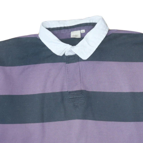 Cotton Traders Men's Purple Striped 3XL Rugby Style Collared Sweatshirt - Image 7