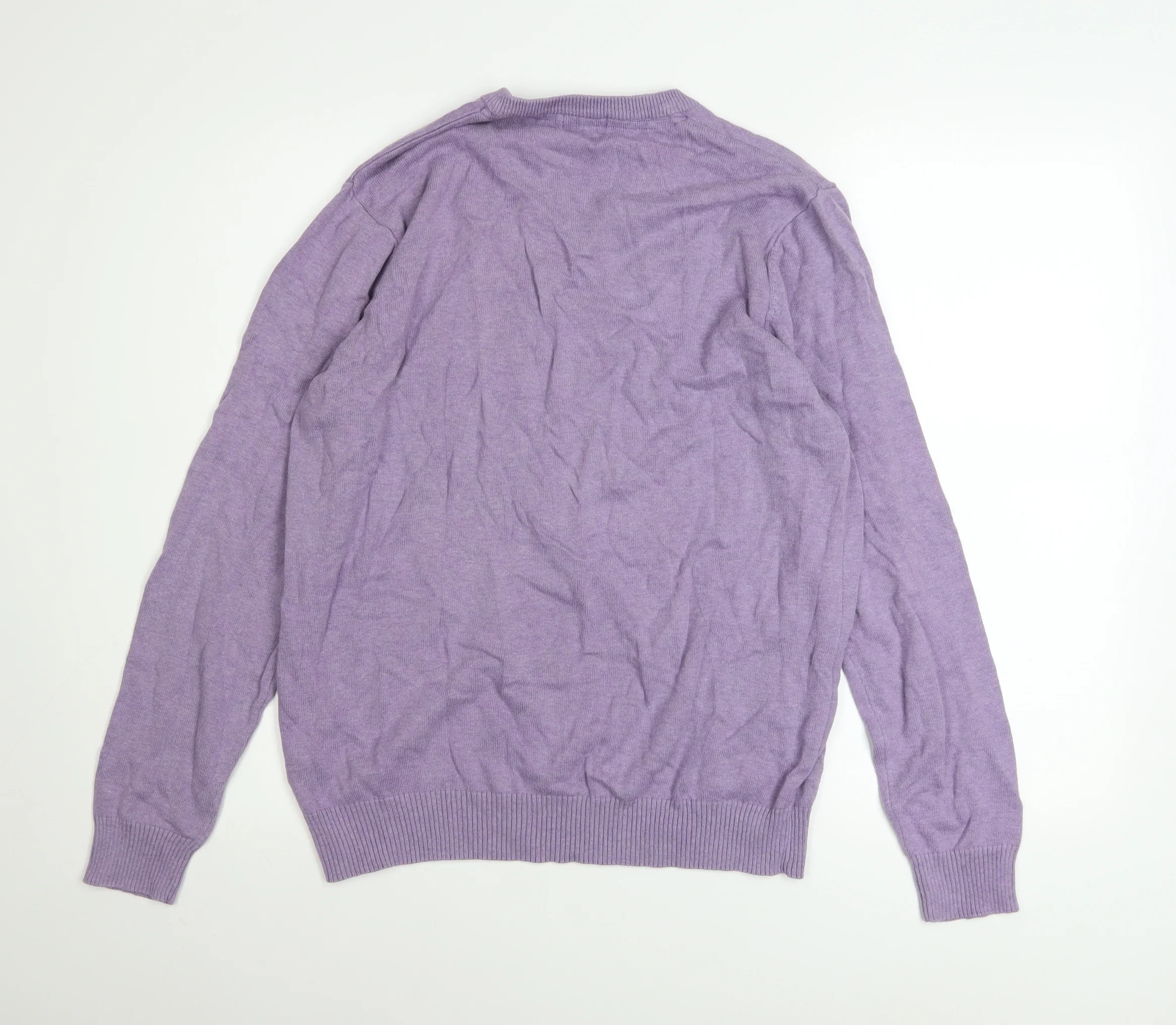 Cotton Traders Men's Purple V-Neck Cotton Jumper M - Image 3