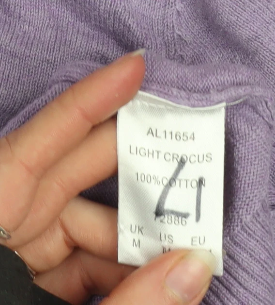Cotton Traders Men's Purple V-Neck Cotton Jumper M - Image 4