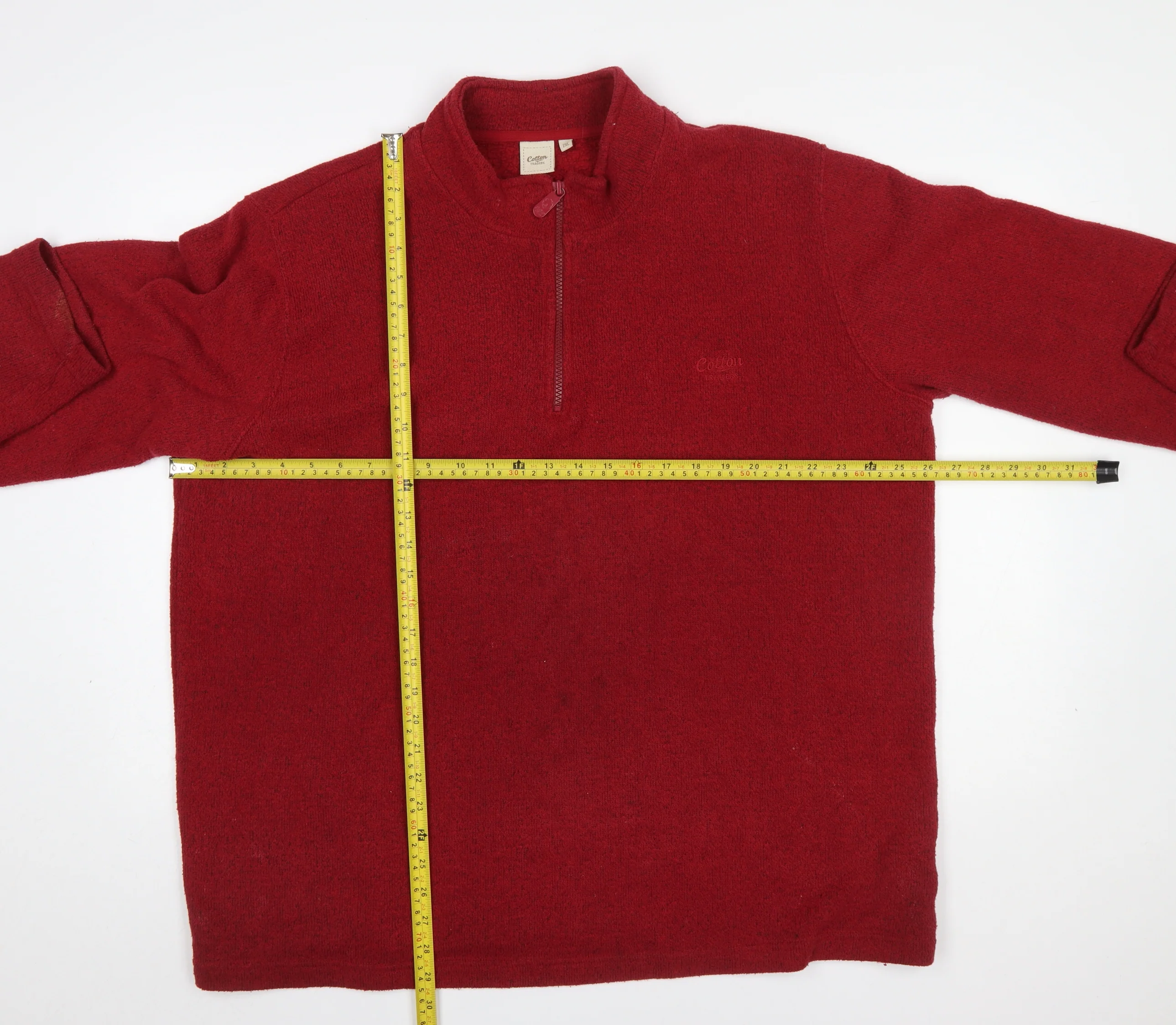 Cotton Traders Mens Red 2XL Fleece Half Zip Sweatshirt - Image 2