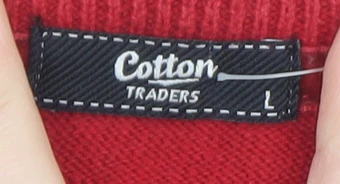 Cotton Traders Mens Red V-Neck Pullover Jumper Size L Cotton Cashmere - Image 4