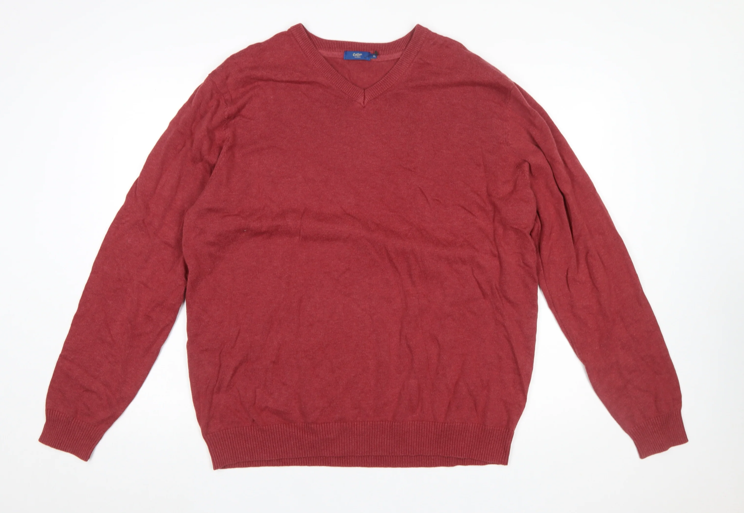 Cotton Traders Men's Red V-Neck Pullover Jumper XL
