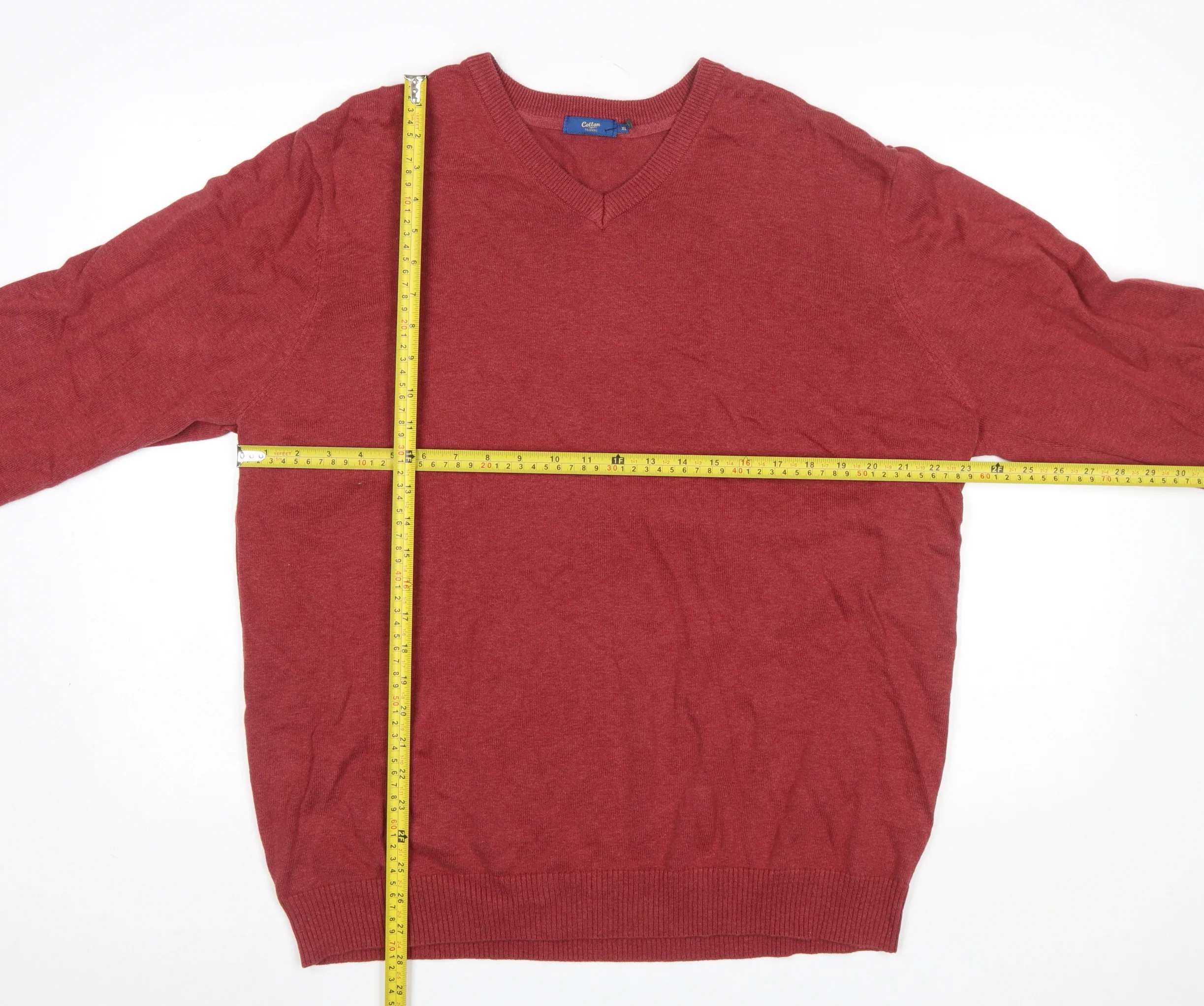 Cotton Traders Men's Red V-Neck Pullover Jumper XL - Image 2