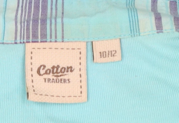 Cotton Traders Women’s Blue V-Neck 3/4 Sleeve Cotton Blouse Size 10 - Image 5