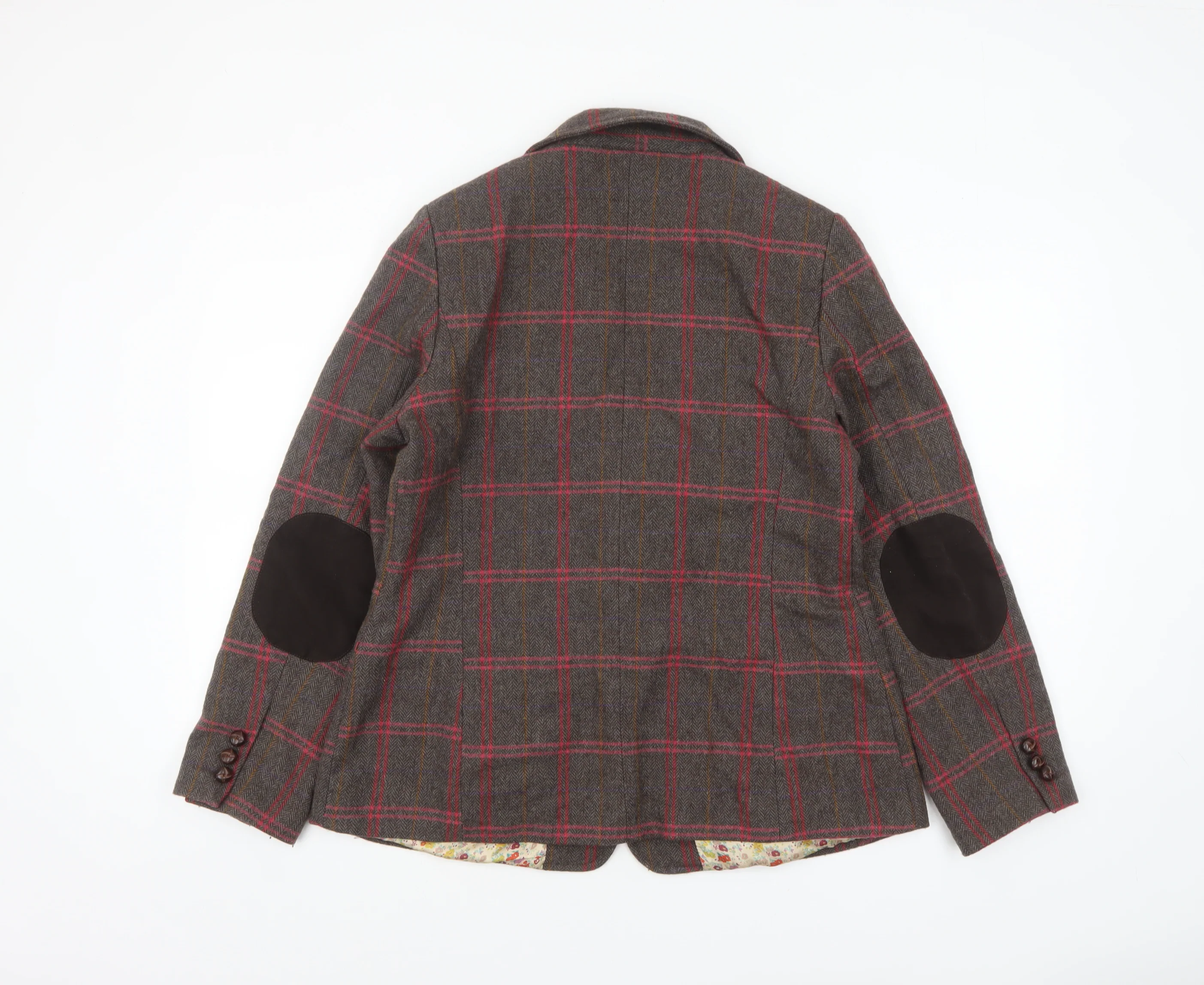 Cotton Traders Women’s Brown Check Wool Blend Blazer Size 12 Classic Fit - Image 3