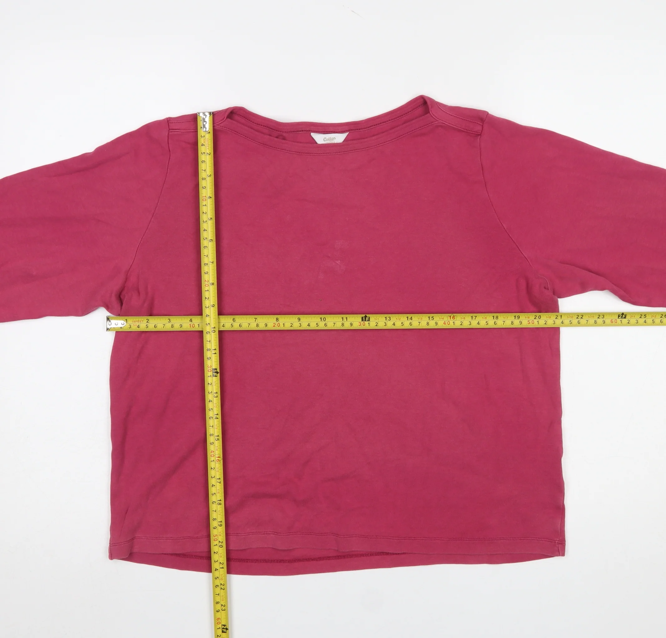 Cotton Traders Women’s Pink Long Sleeve Basic Cotton T-Shirt Size 20 - Image 2