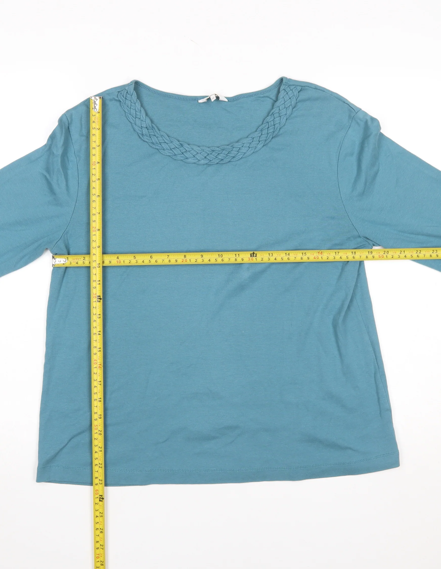 Cotton Traders Womens Blue 3/4 Sleeve Cotton Basic T-Shirt Size 16 - Image 2