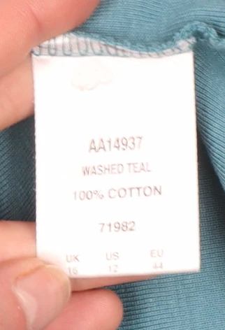 Cotton Traders Womens Blue 3/4 Sleeve Cotton Basic T-Shirt Size 16 - Image 5