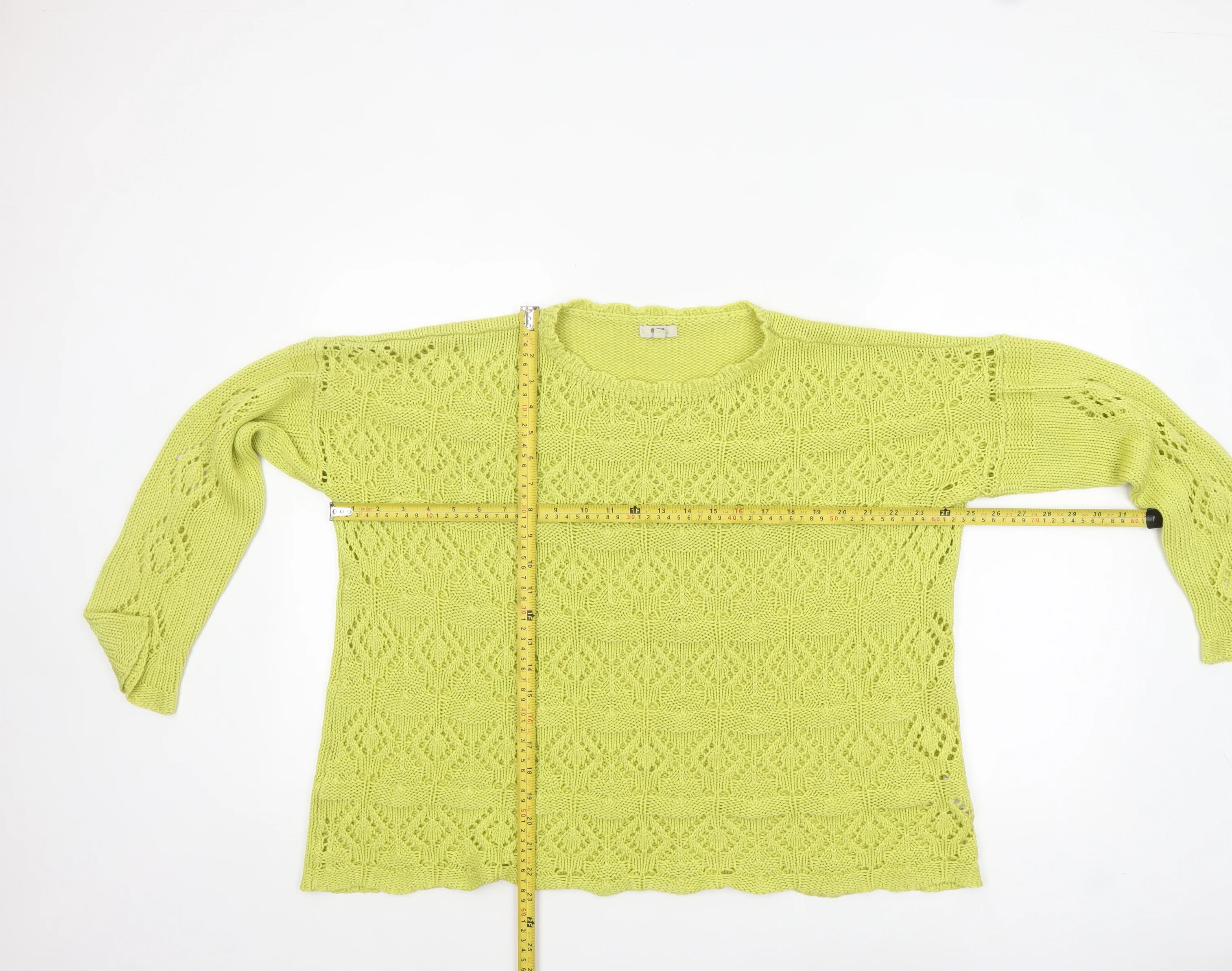 Cotton Traders Women's Green Open-Knit Cotton Jumper Size 18 - Image 2