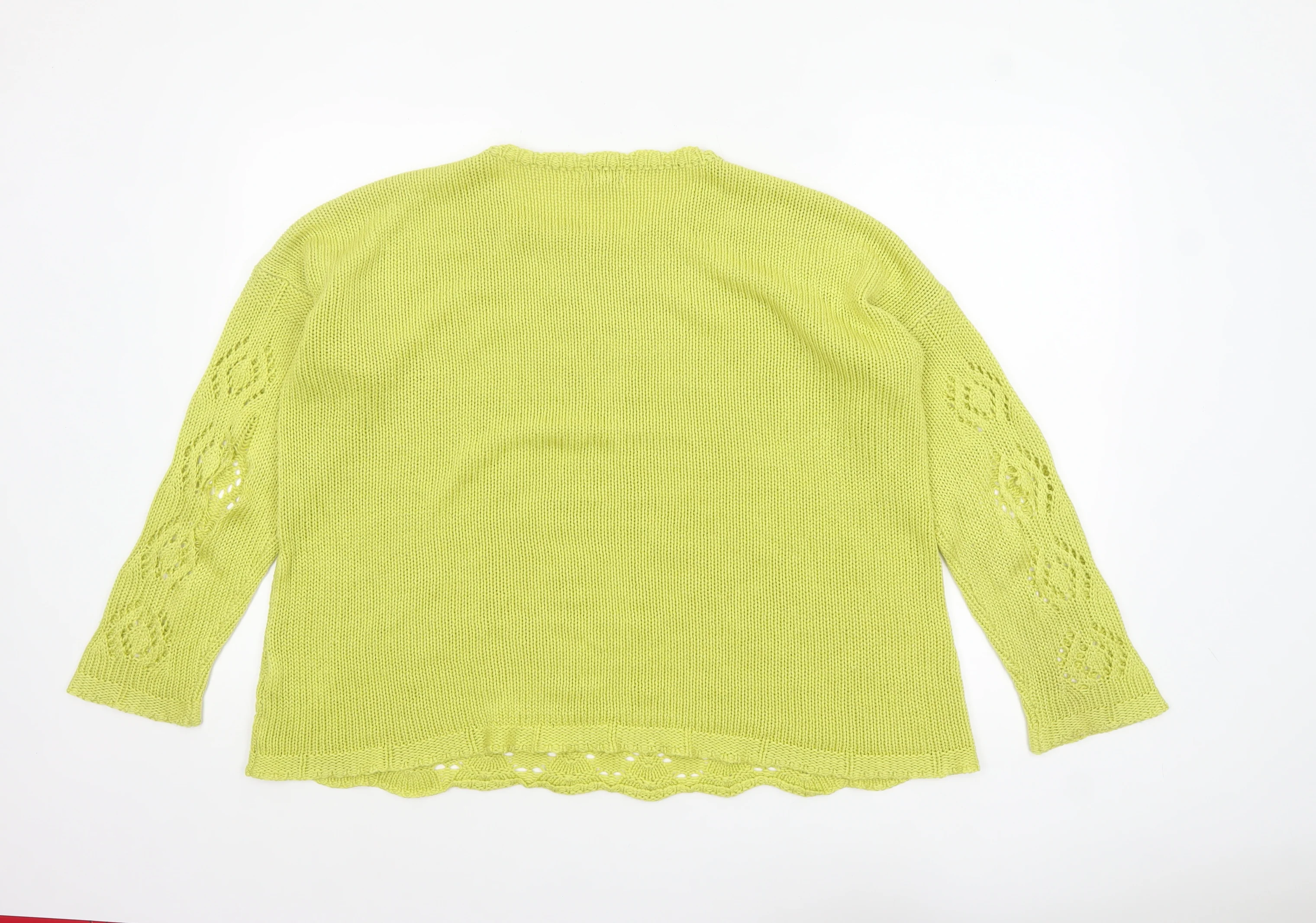 Cotton Traders Women's Green Open-Knit Cotton Jumper Size 18 - Image 3