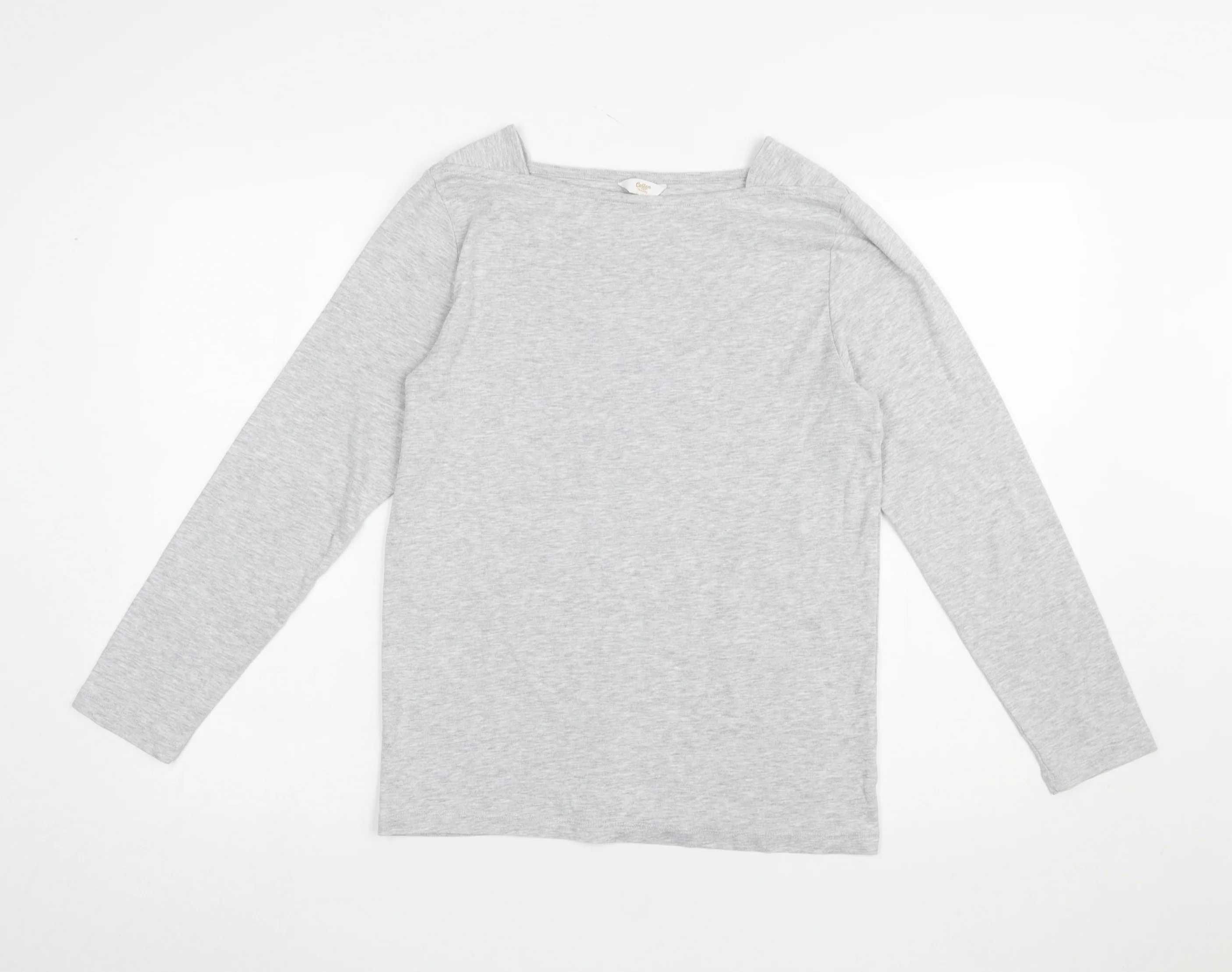 Cotton Traders Womens Grey Long Sleeve Basic Jersey T-Shirt Size 14