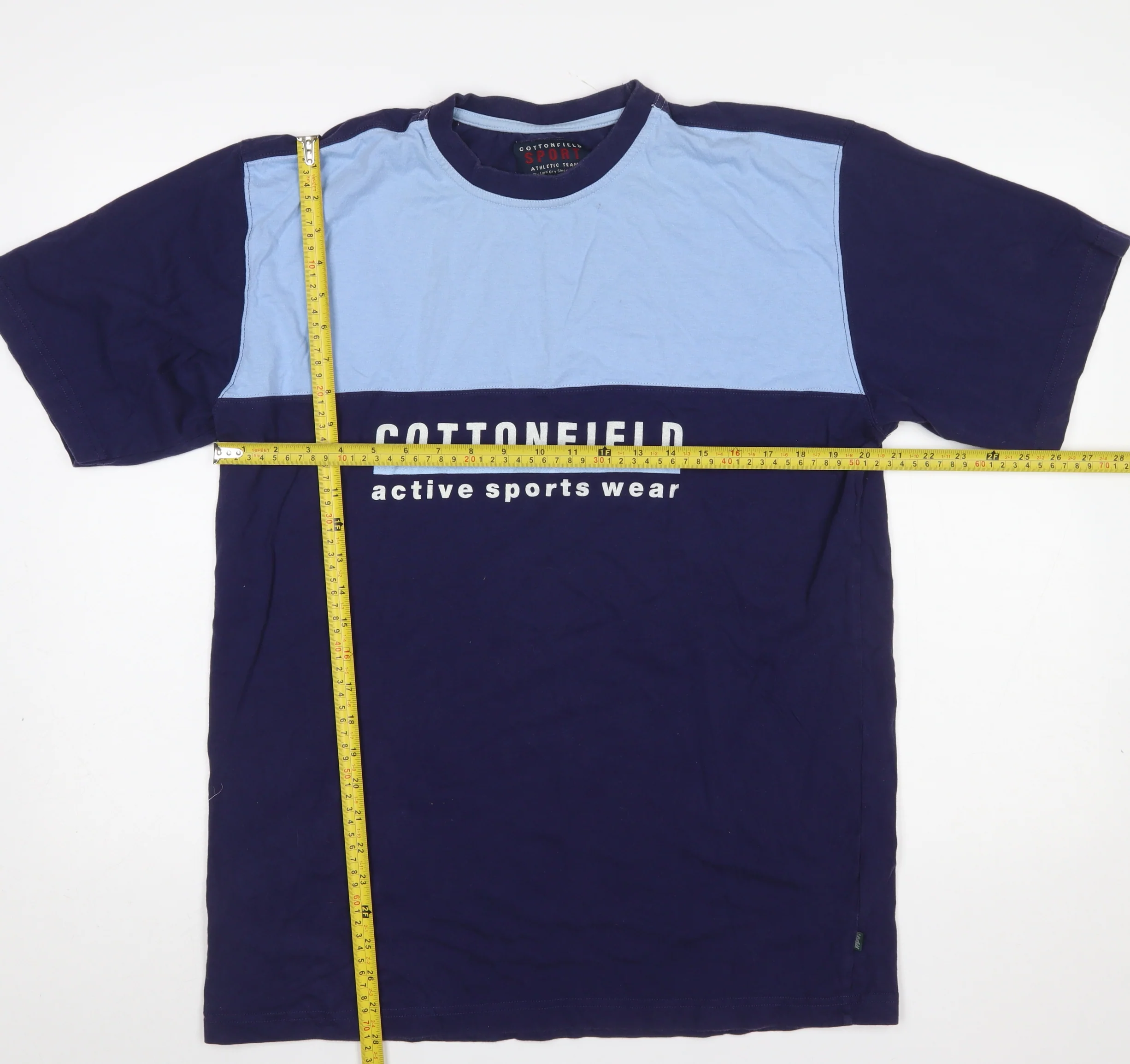 Cottonfield Sport Men's Blue Colourblock Crew Neck T-Shirt Size L - Image 2
