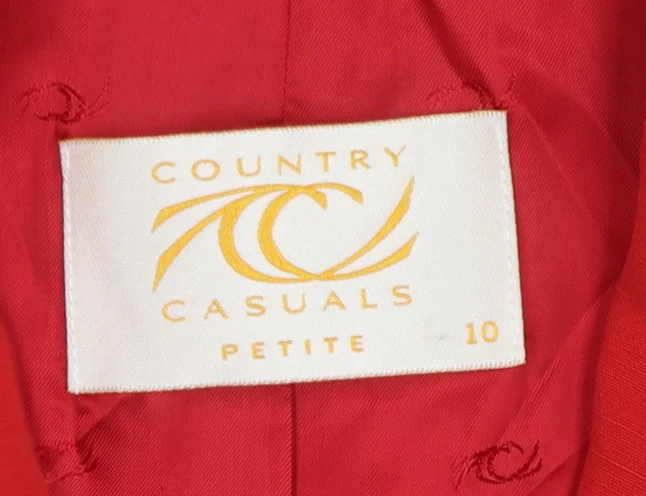 Country Casuals Red Petite Linen Blend Short Sleeve Suit Jacket Size 10 - Image 4
