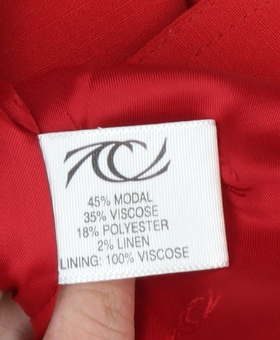 Country Casuals Red Petite Linen Blend Short Sleeve Suit Jacket Size 10 - Image 5