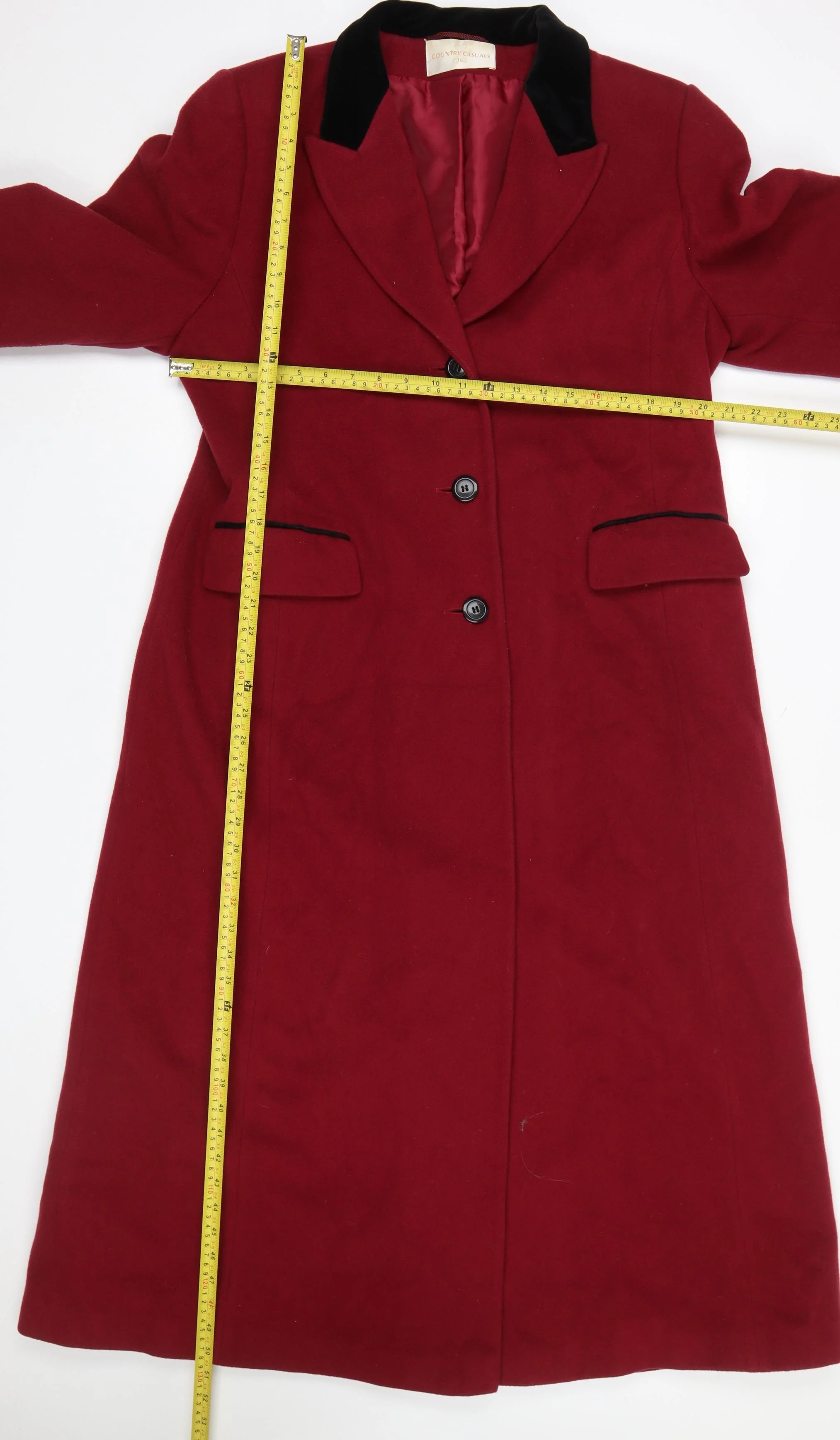 Country Casuals Women Red Wool Cashmere Blend Long Coat Size 16 - Image 2