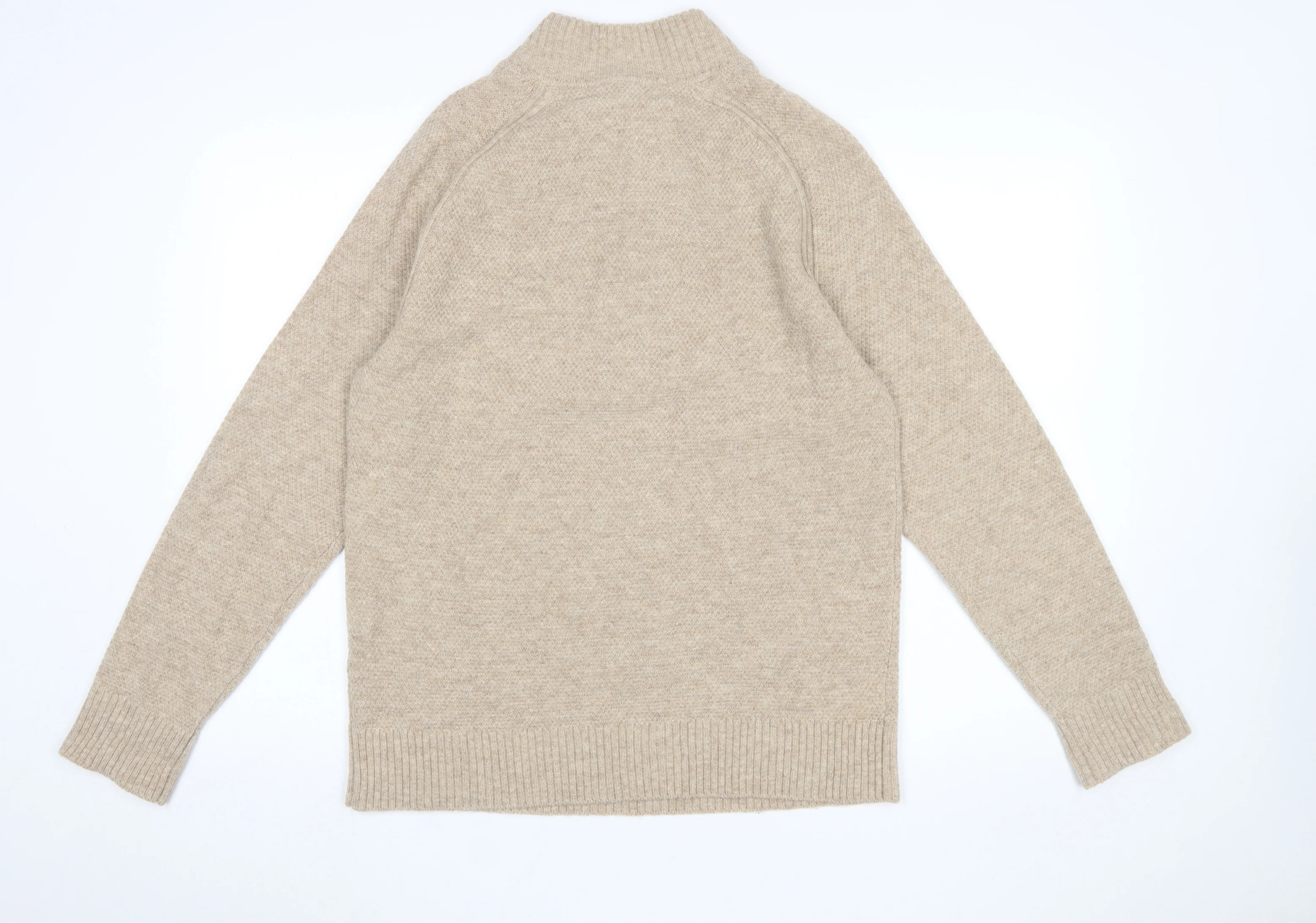 Country Road Men’s Beige Wool Half Zip Jumper Size M - Image 3