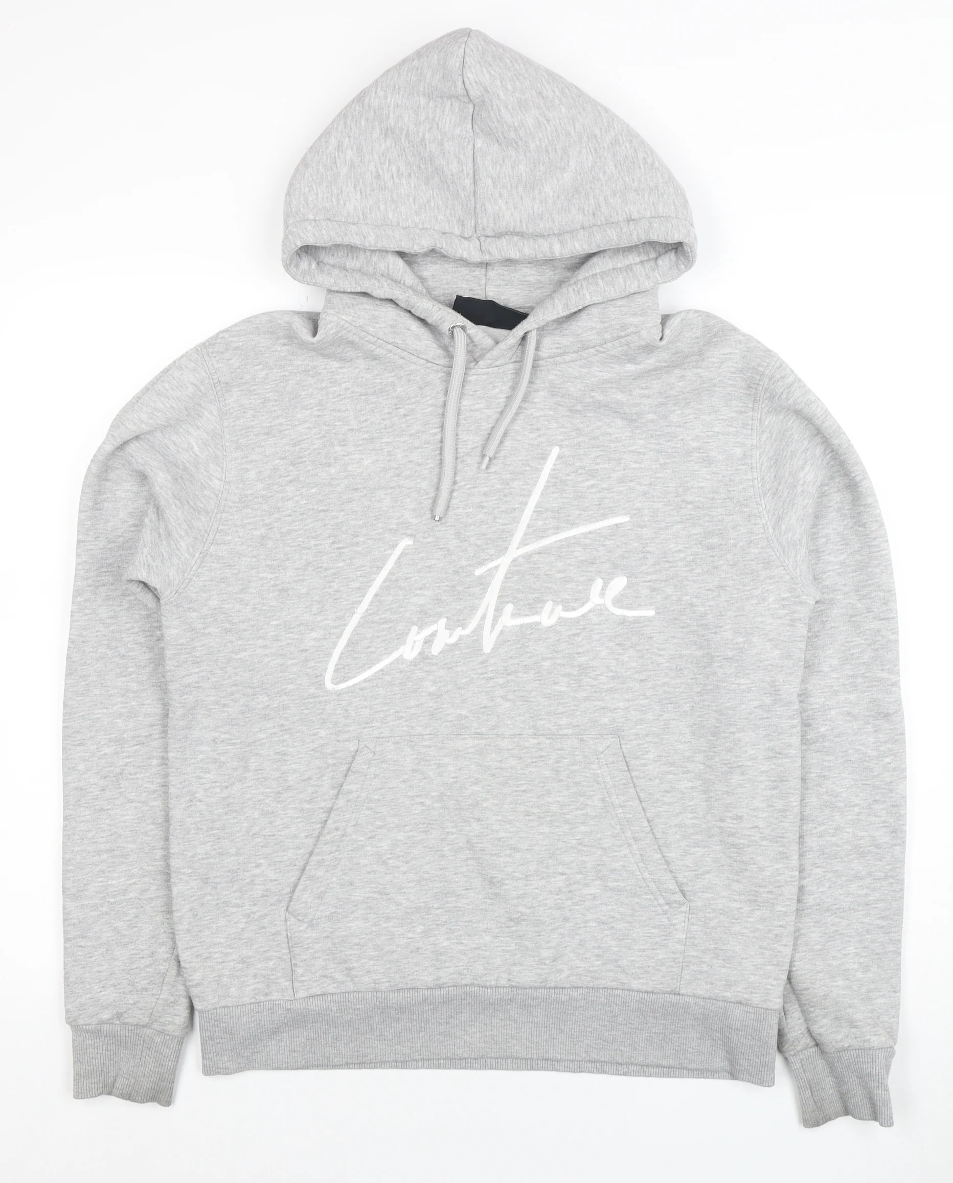 Couture Mens Grey Regular Fit Pullover Hoodie Size L