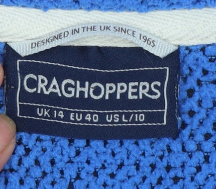 Craghoppers Women's Blue Fleece 1/4 Zip Pullover Sweatshirt UK 14 - Image 4