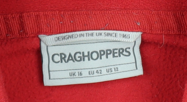 Craghoppers Women's Red Fleece 1/4 Zip Pullover Sweatshirt UK 16 - Image 4