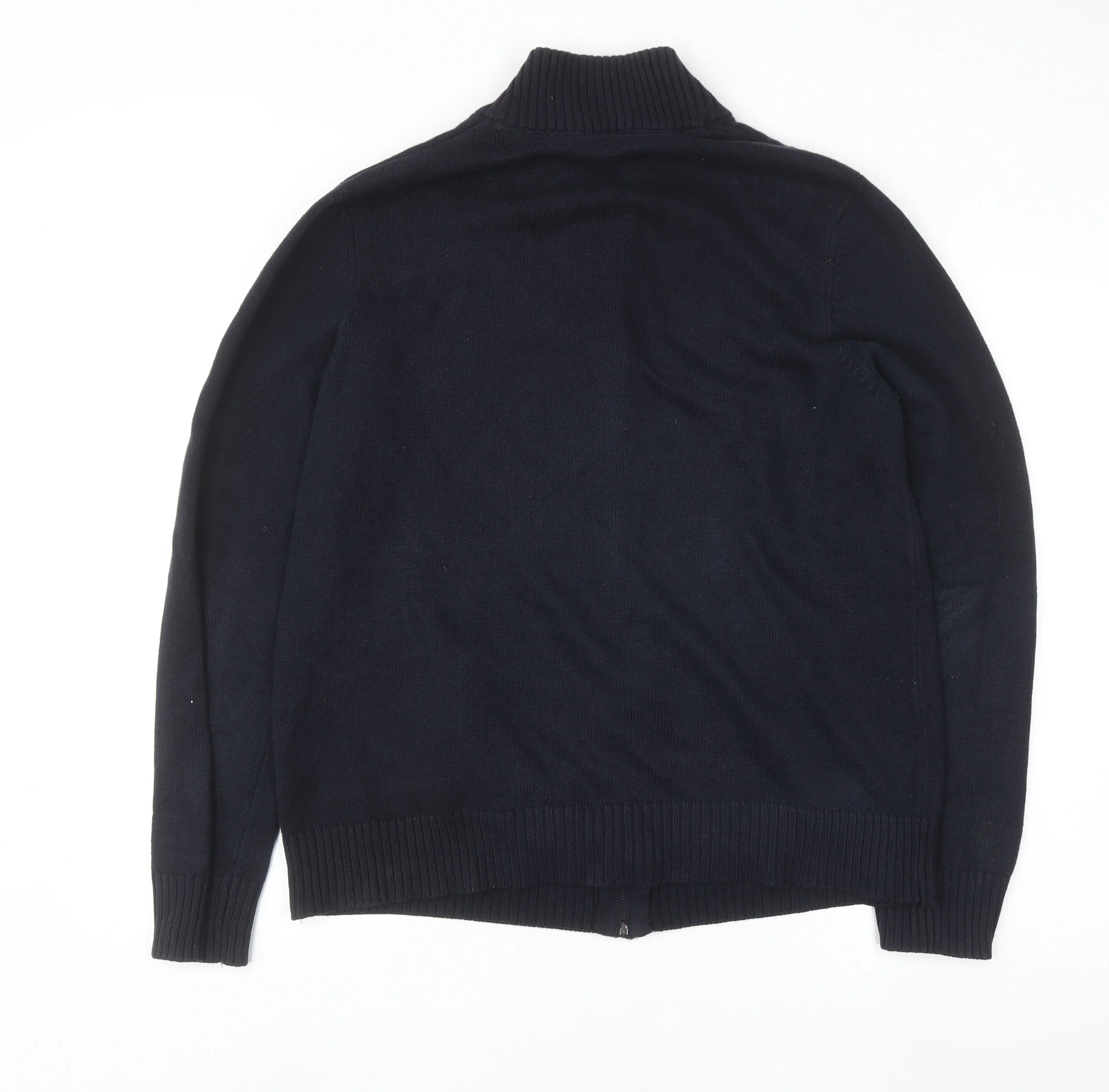 Crew Clothing Co. Men’s Blue Cotton Full Zip Jumper L High Neck Knit - Image 3