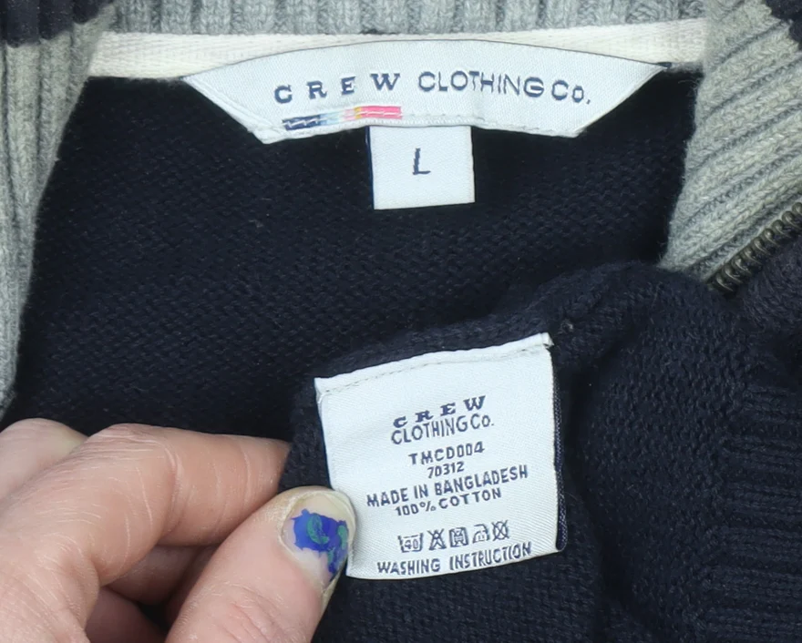 Crew Clothing Co. Men’s Blue Cotton Full Zip Jumper L High Neck Knit - Image 4