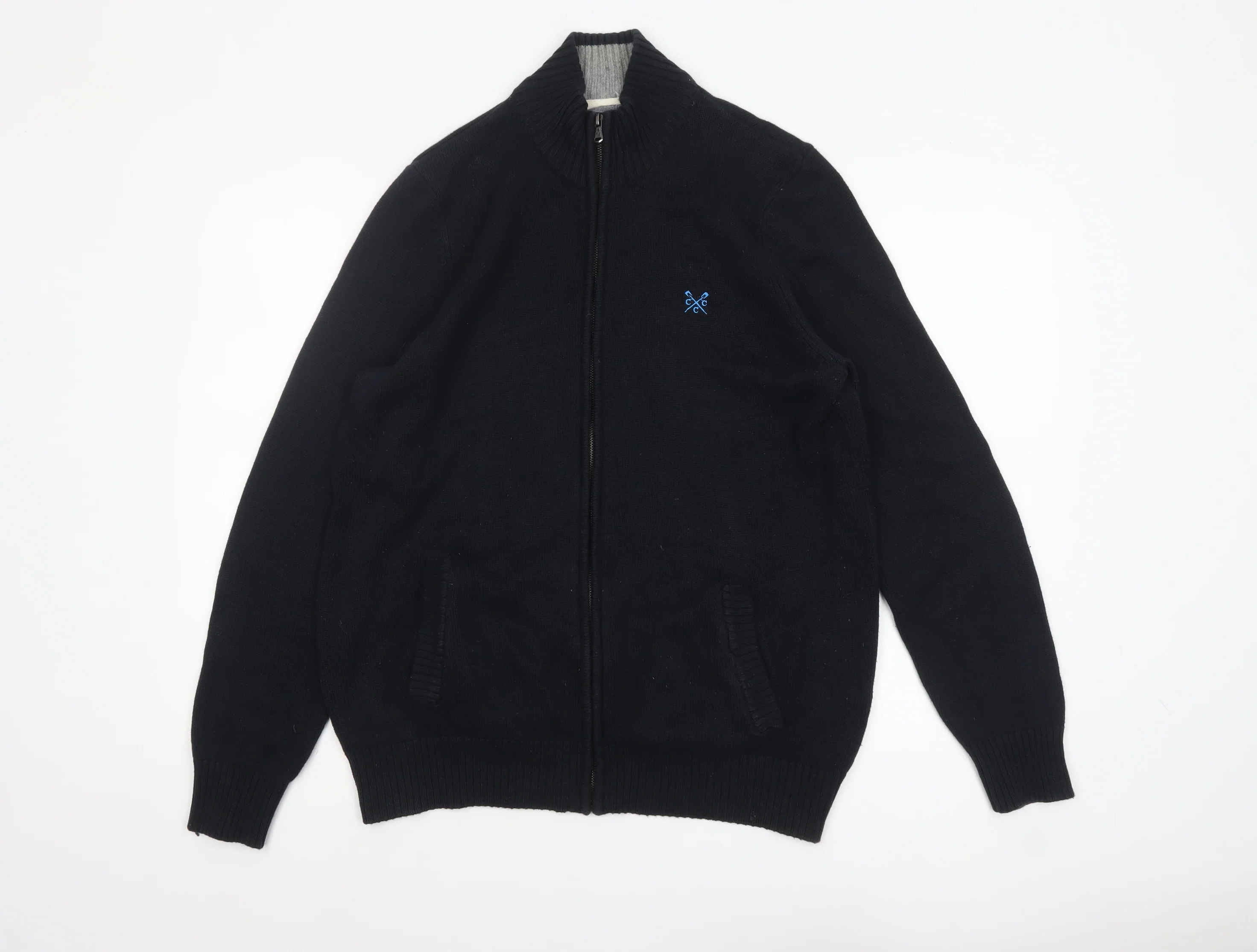 Crew Clothing Co. Men's Black Cotton Full Zip Jumper Medium