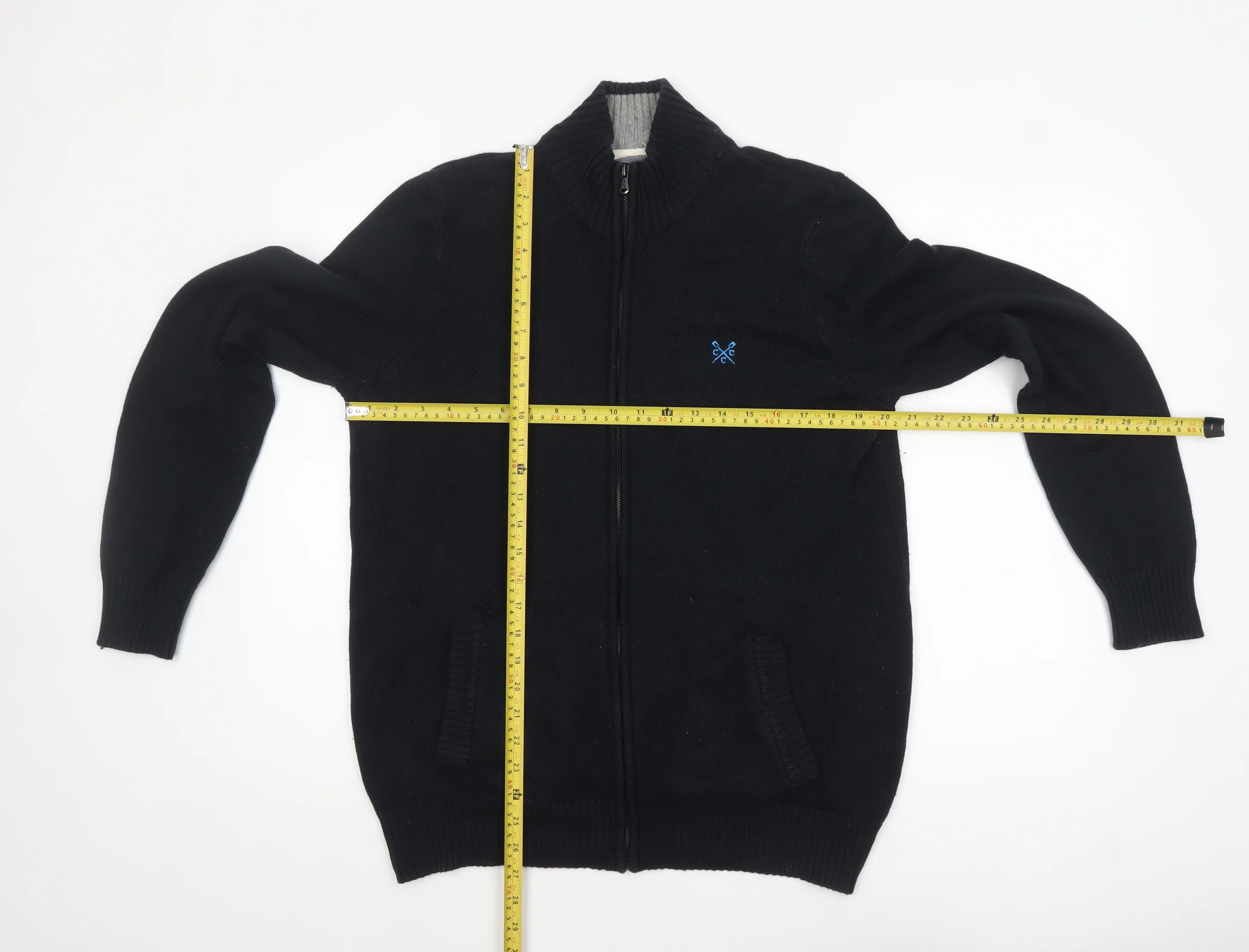 Crew Clothing Co. Men's Black Cotton Full Zip Jumper Medium - Image 2