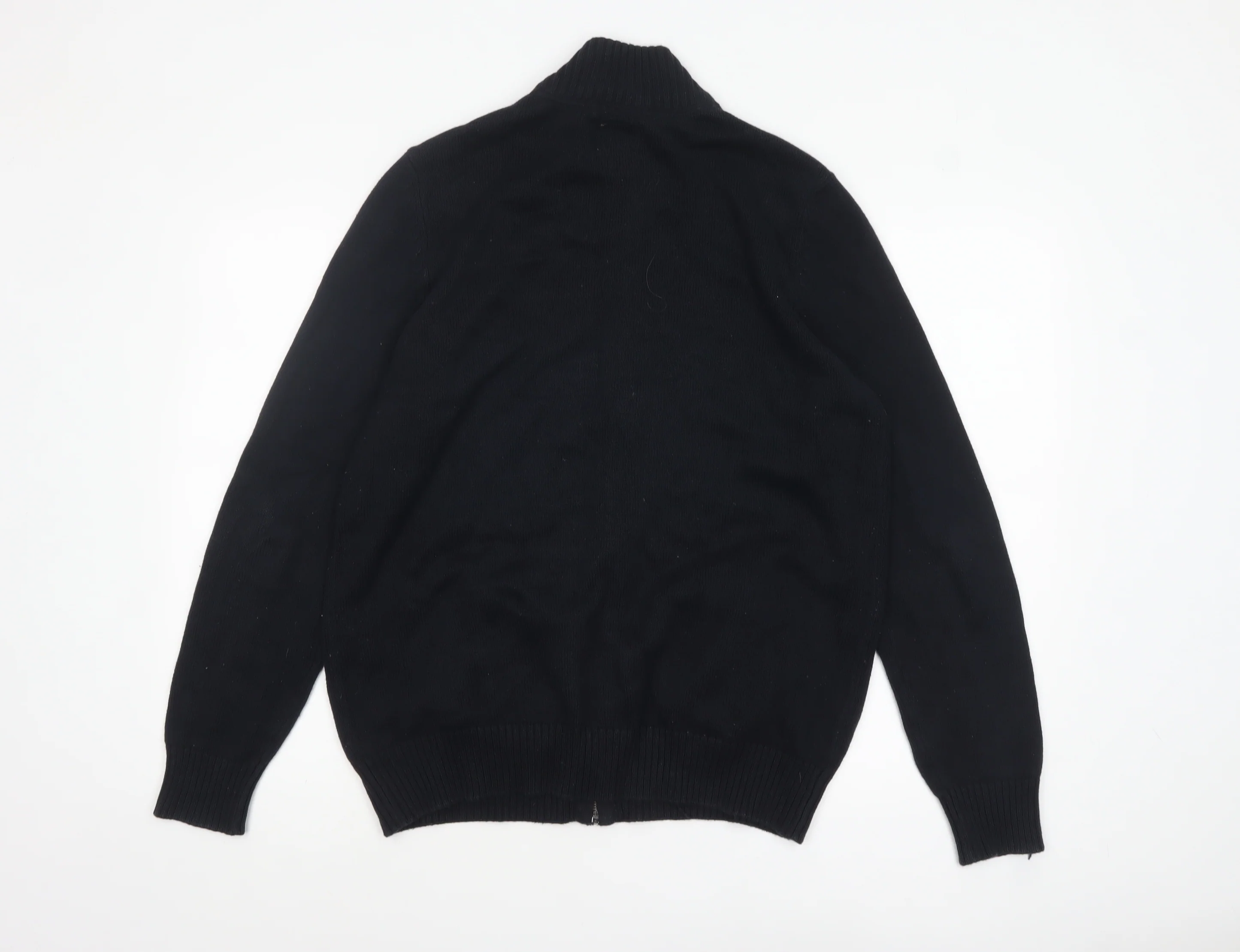 Crew Clothing Co. Men's Black Cotton Full Zip Jumper Medium - Image 3