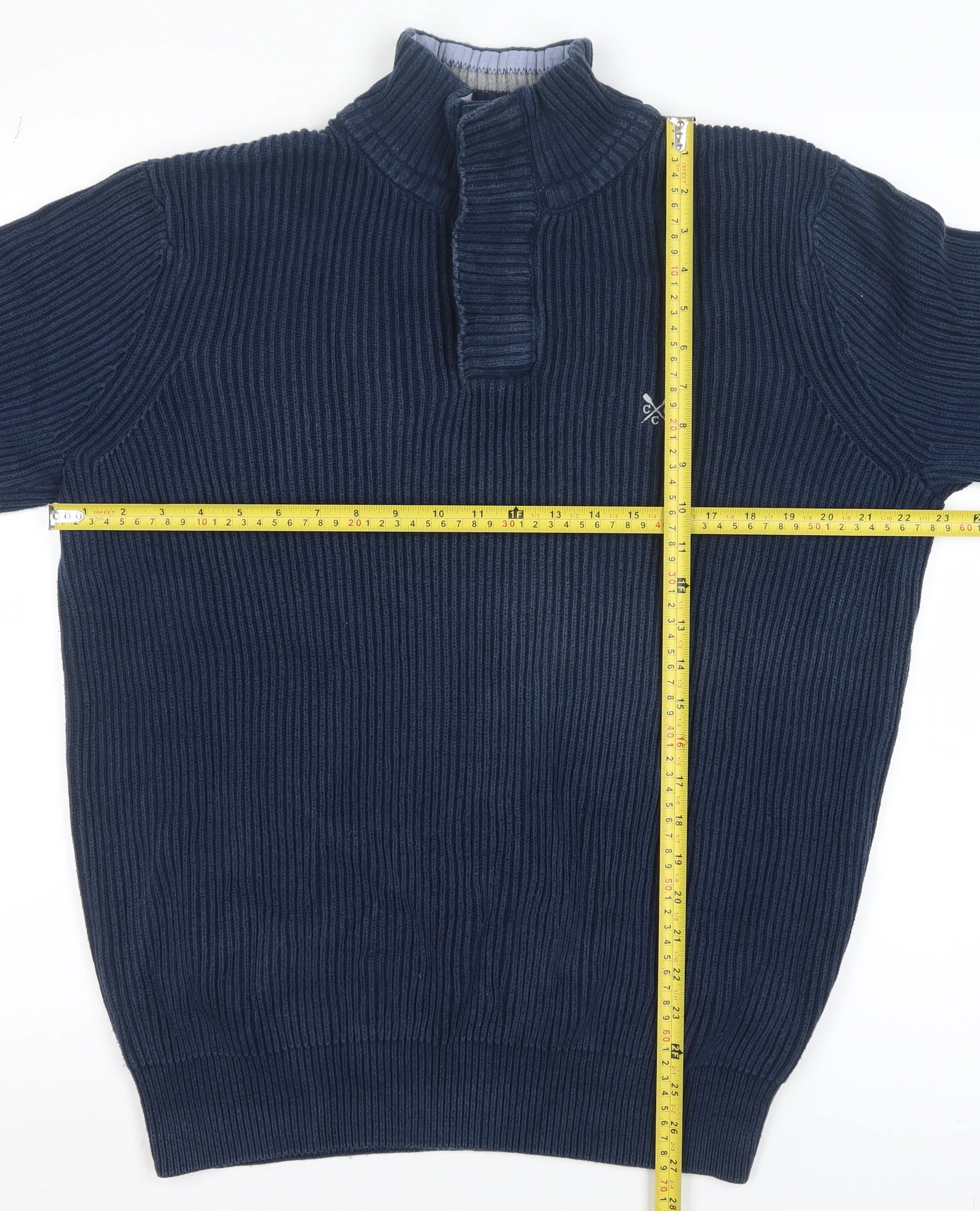 Crew Clothing Co. Men's Blue Cotton 1/4 Zip Jumper L - Image 2